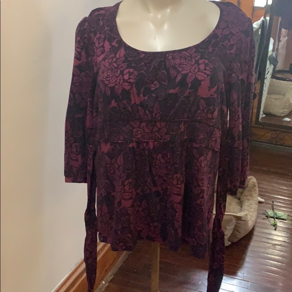 Ana Floral umpire waist top 1X NWT